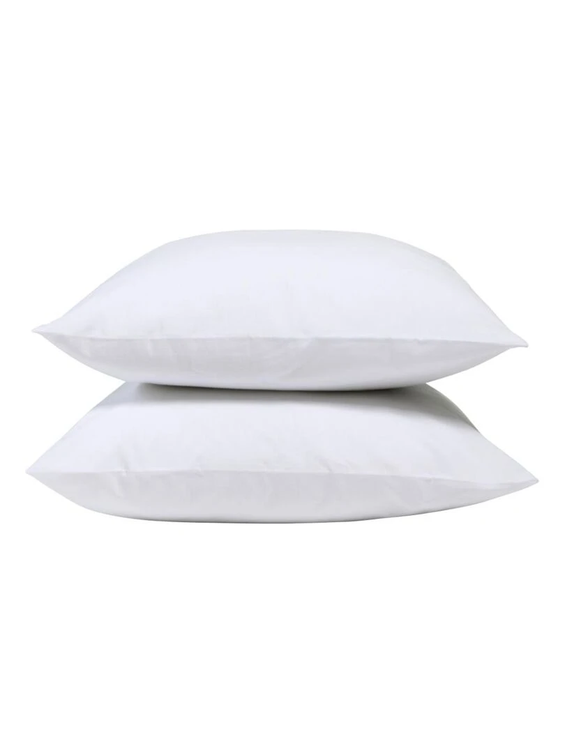 Bleu Câlin   Taie d'oreiller unie Percale de coton 80 fils/cm²   Blanc