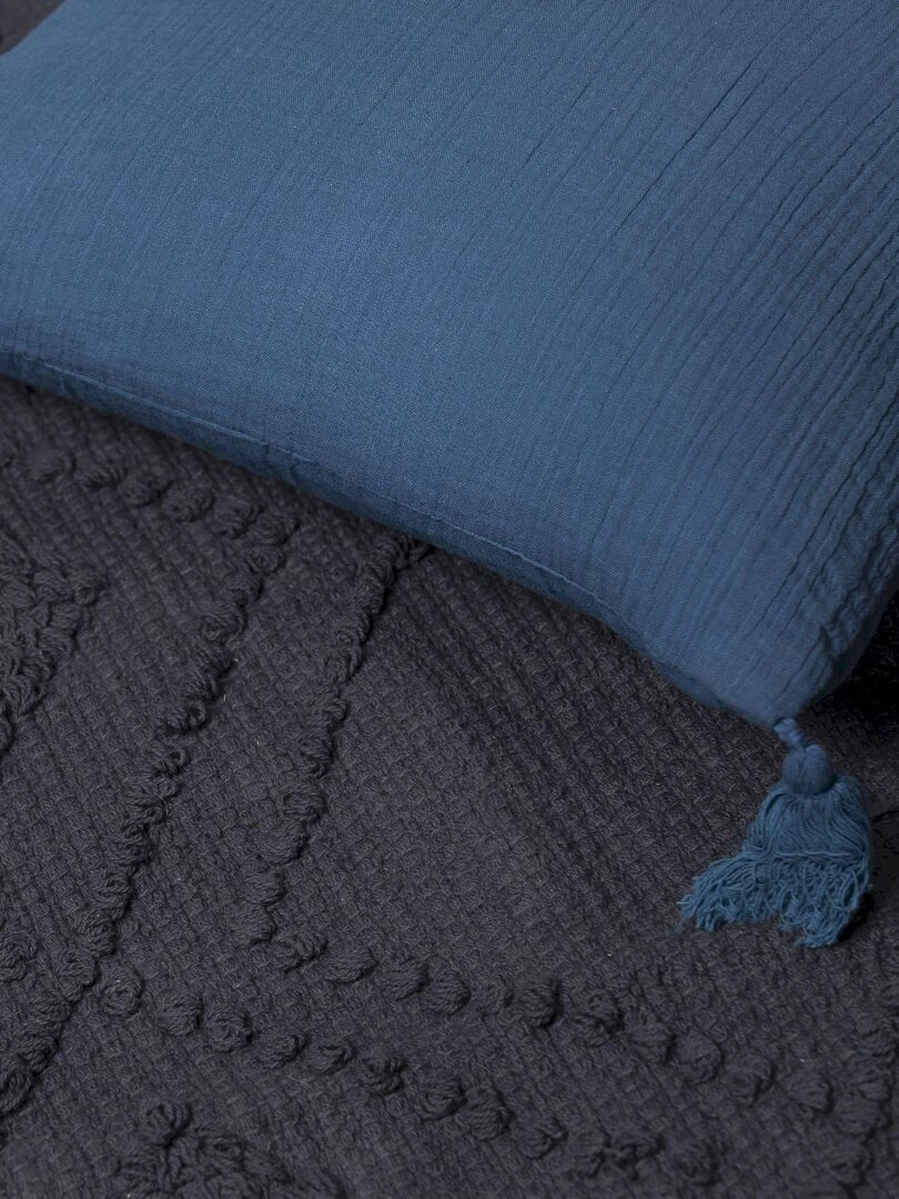 Coussin en double gaze de coton 'Deko&co'   Bleu foncé