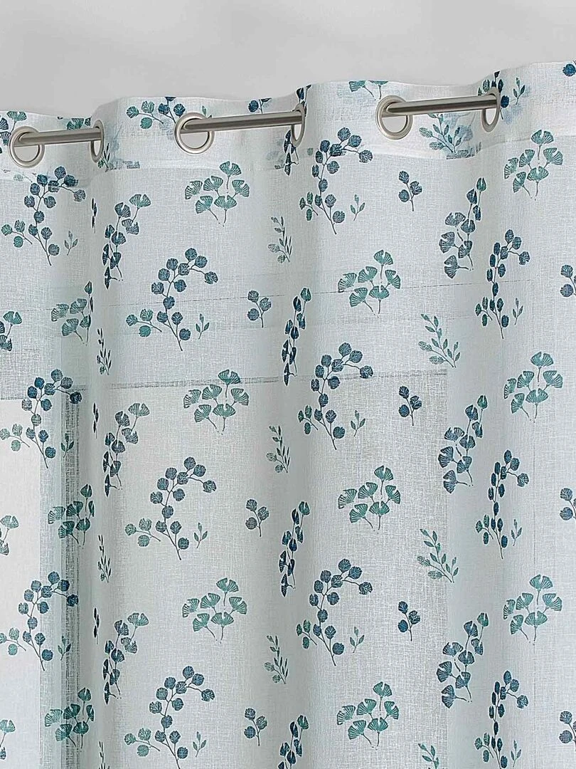 Voilage tamisant en étamine fleurie   Bleu