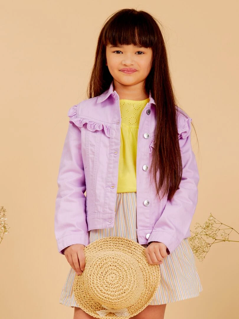 Veste en jean avec volants Violet