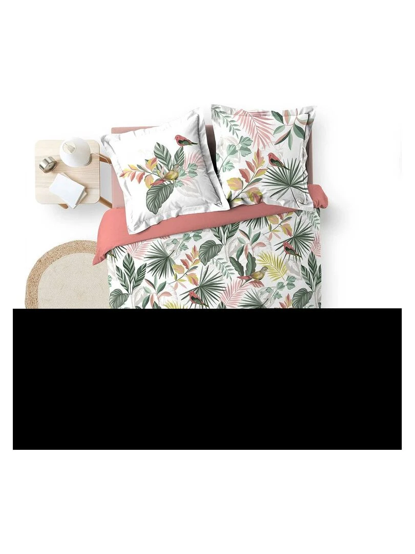 Housse de couette 240x220 + 2 taies Marbelina coton 57 fils   Rose