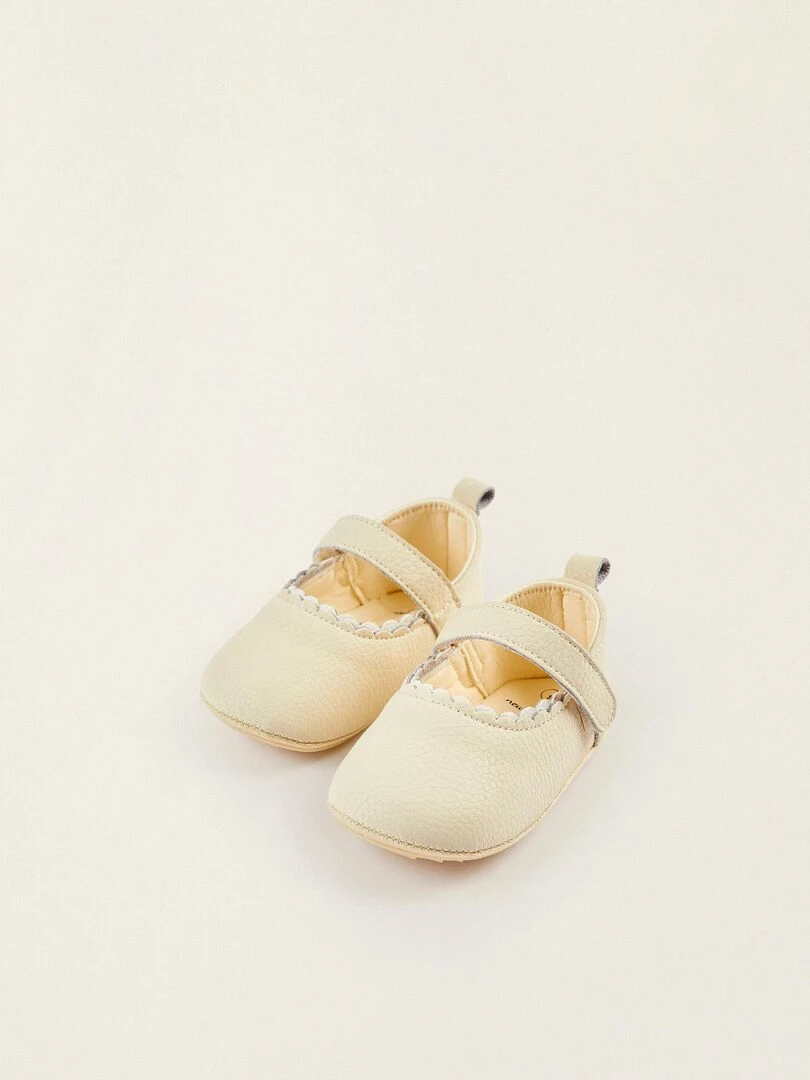 Sabots en cuir pour nouveau né ATLANTIC COMPANY Gris clair