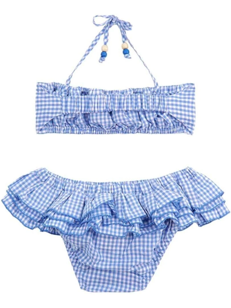Maillot de Bain 2 Pièces Fille  Carrx Vichy   SWAN   'LA FAUTE A VOLTAIRE'   Bleu