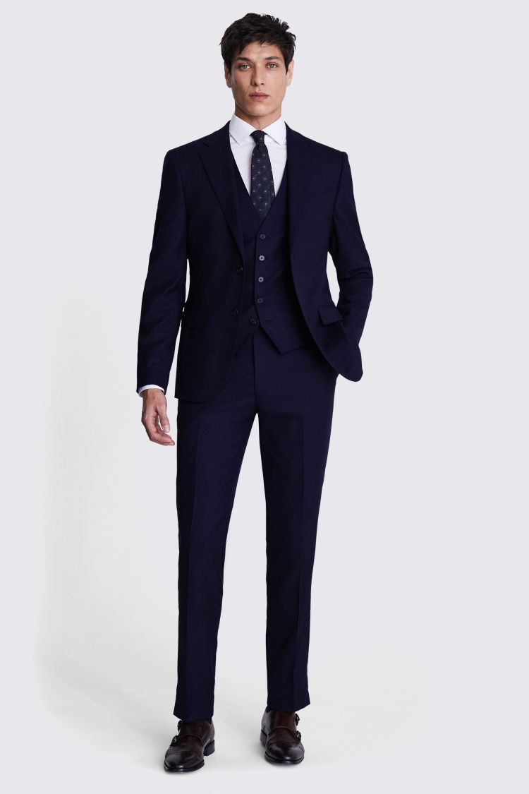 Italian Slim Fit Navy Hopsack Jacket    Buy Online at Moss