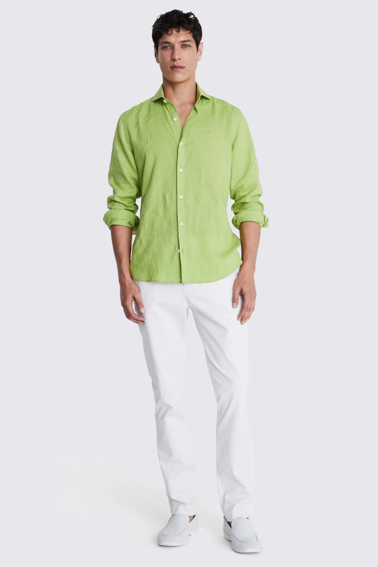 Tailored Fit Acid Green Linen Shirt Buy Online at Moss
