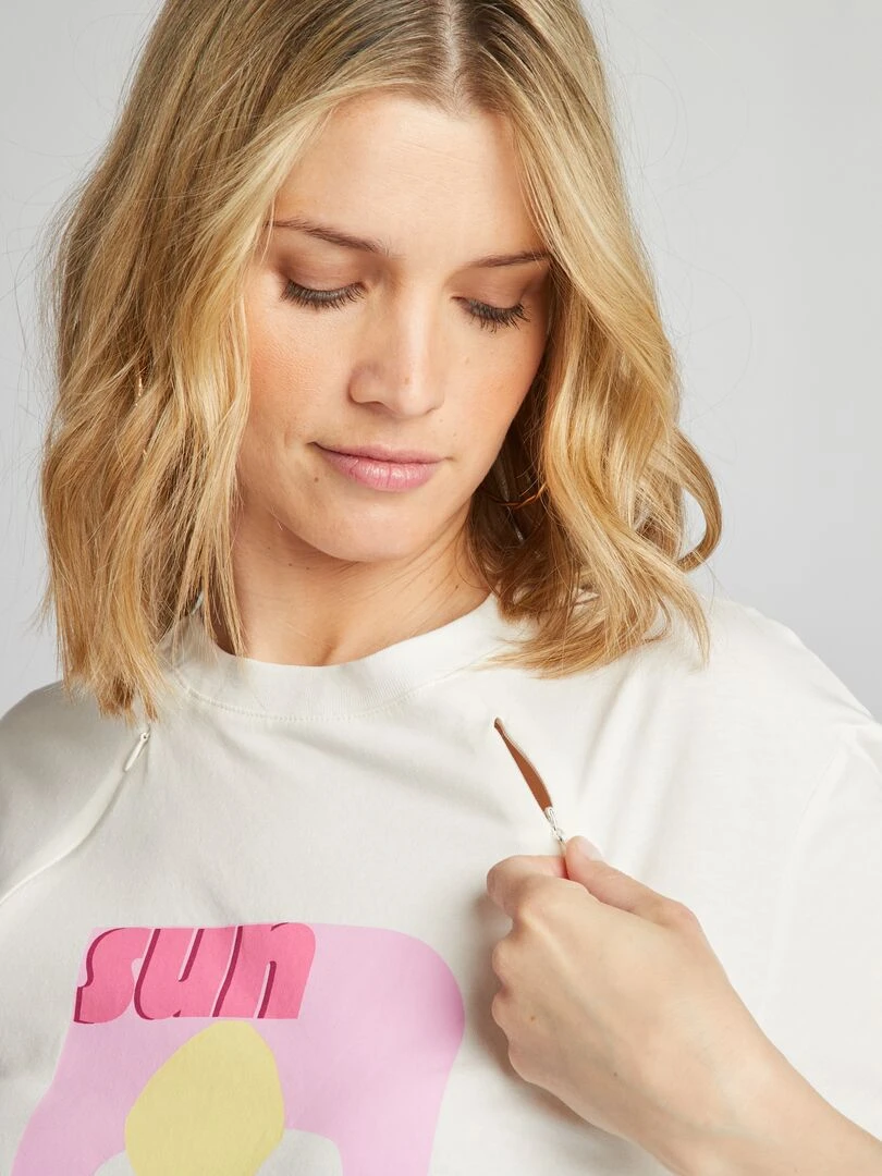 T shirt d'allaitement à ouvertures   Blanc