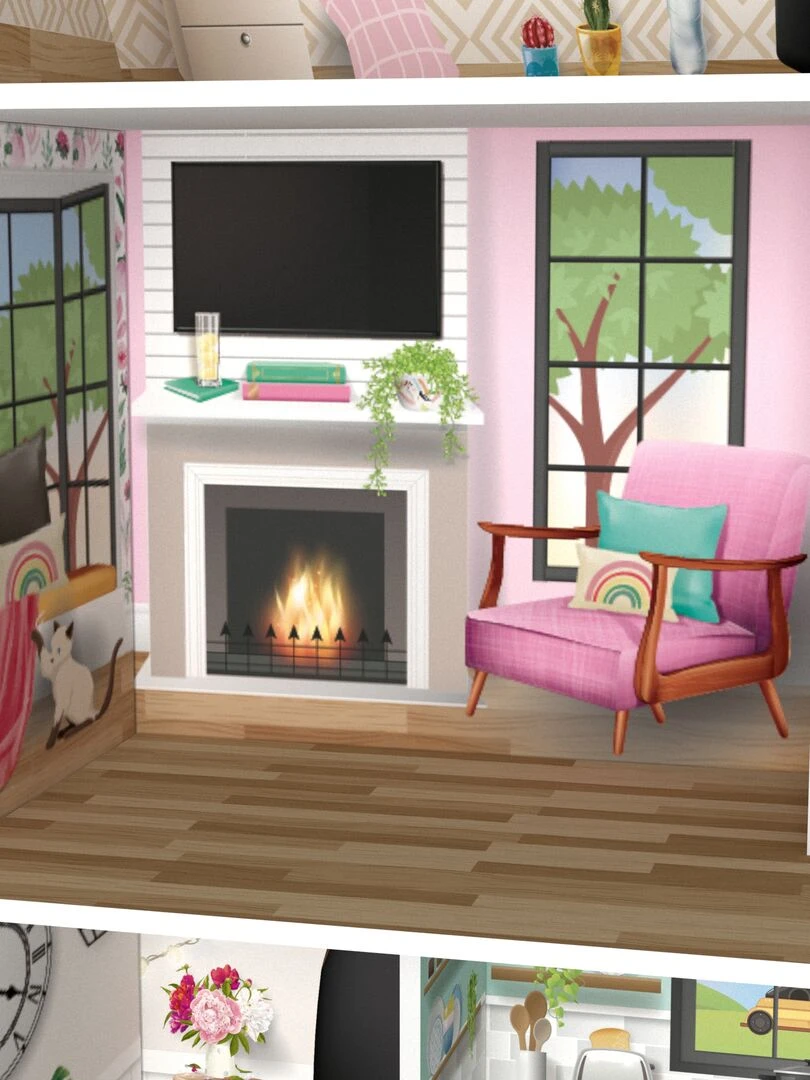 Maison de poupée en bois enfant 3 étages avec 13 accessoires mobilier blanche Farmhouse   N/A