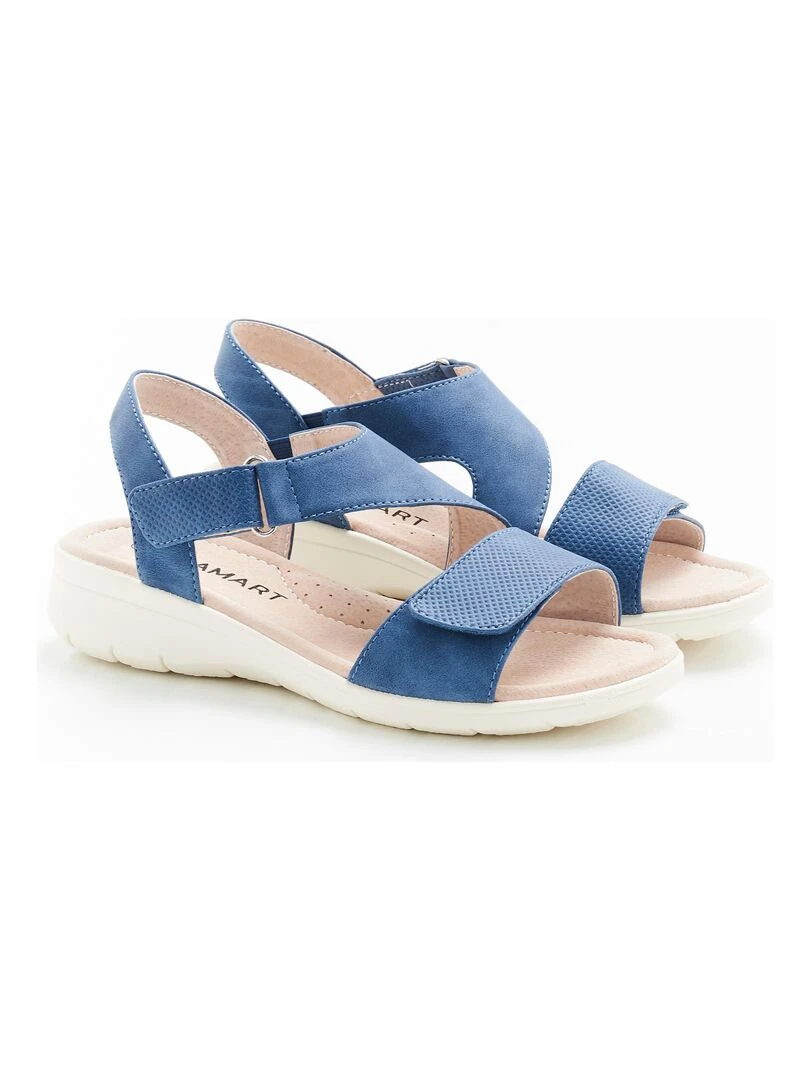 Sandales compensées ouverture totale Damart Bleu gris