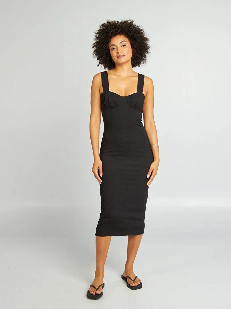 Robe en maille gaufrée   noir