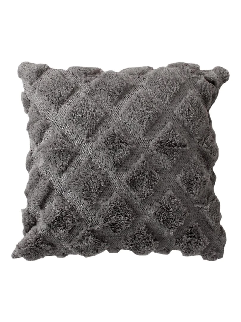 Coussin en relief et imitation fourrure Gris clair