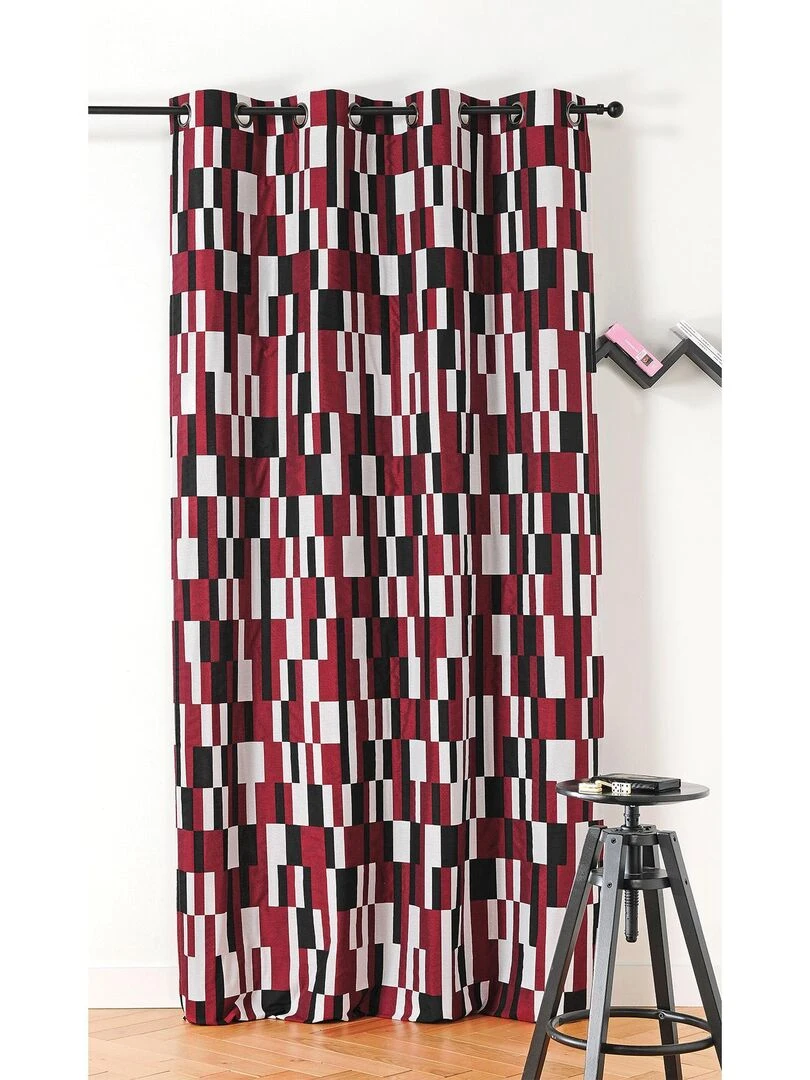 Rideau à jacquard damier Rouge