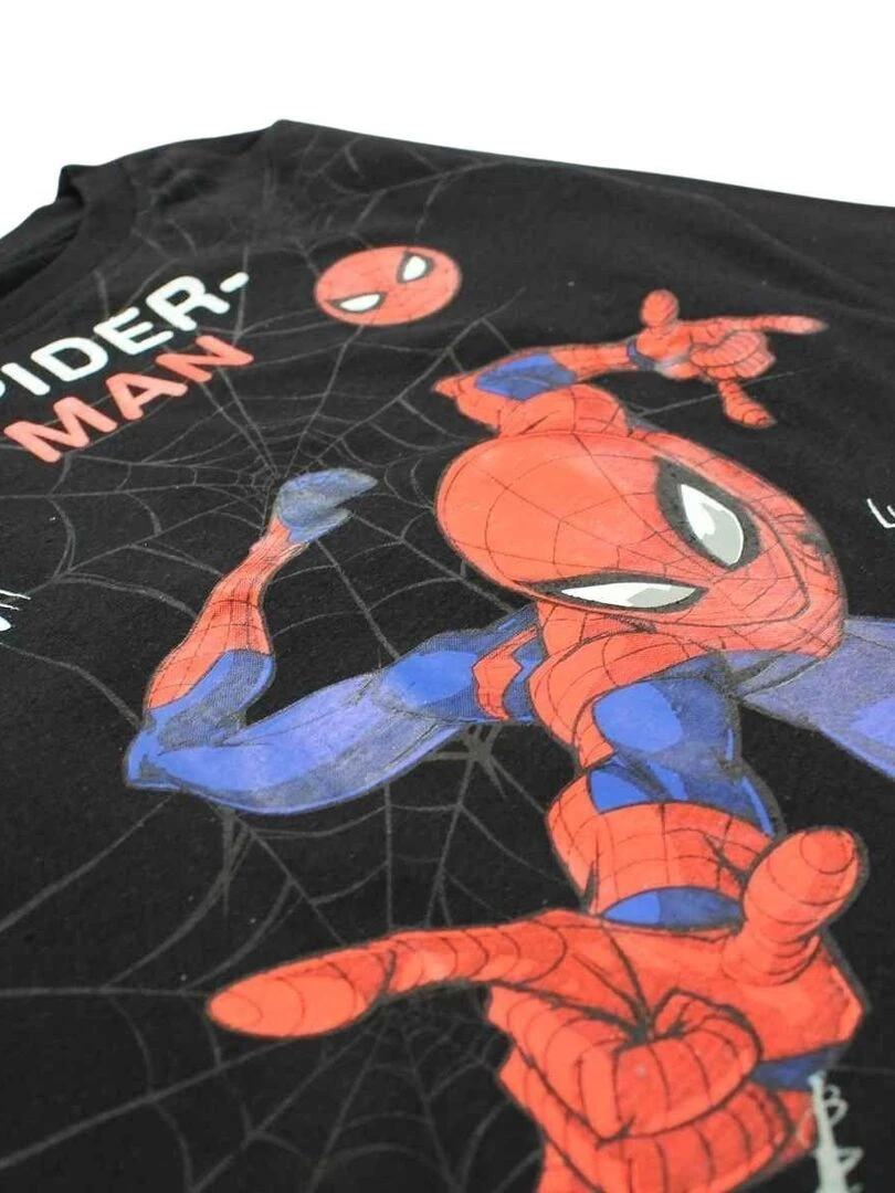 Disney   T shirt garçon imprimé Spiderman en coton   Noir