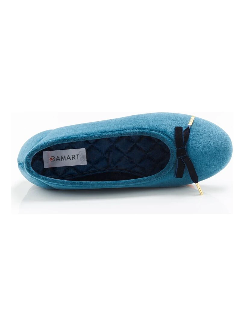 Ballerines aspect velours   Damart   Bleu pétrole