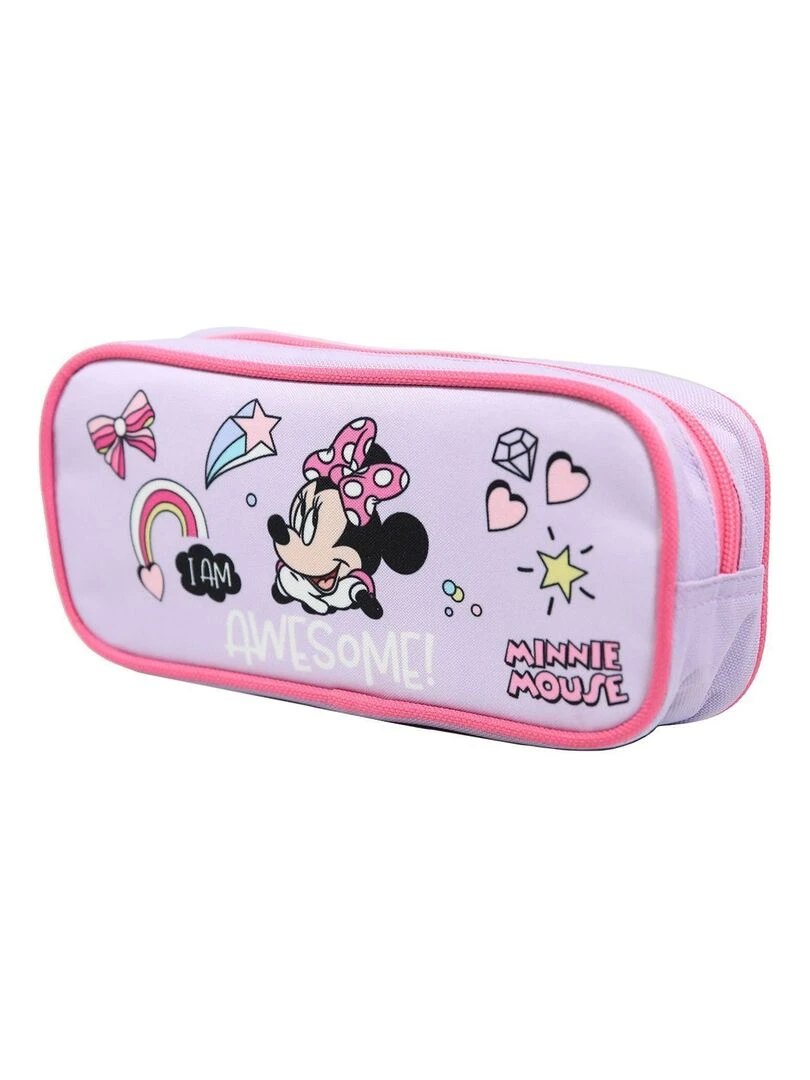 Trousse scolaire rectangulaire Disney Minnie Violette Parme Bagtrotter Violet