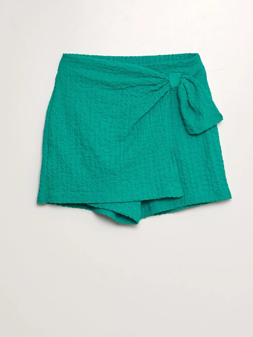 Jupe short en maille gaufrée Vert