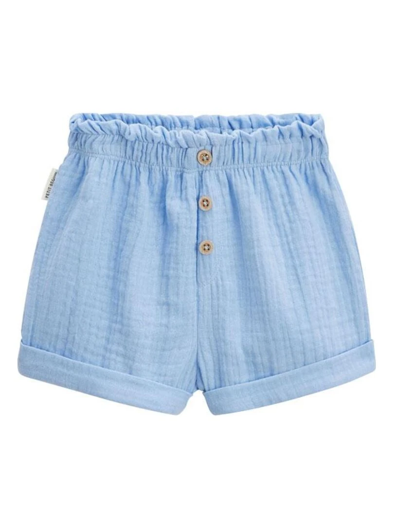 Short enfant en gaze de coton Moorea Bleu