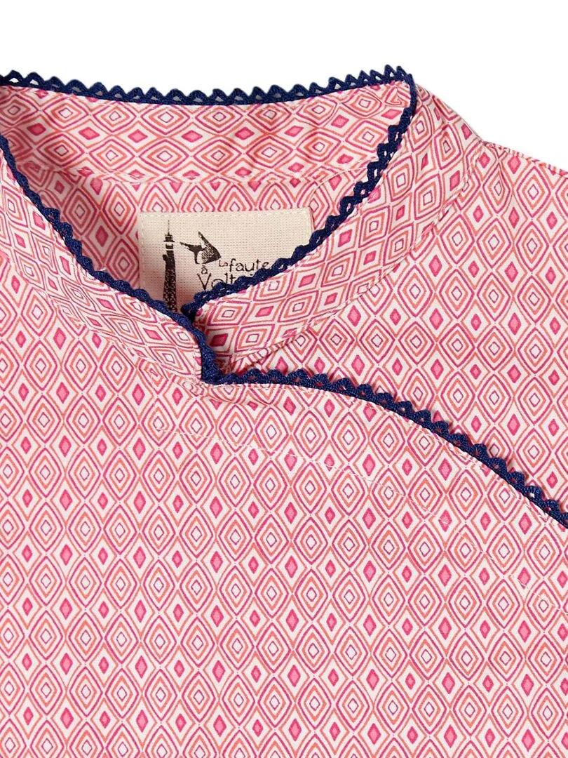 Robe Chinoise Rose Fille Col Mao ANNAM 'LA FAUTE A VOLTAIRE' Rose fushia