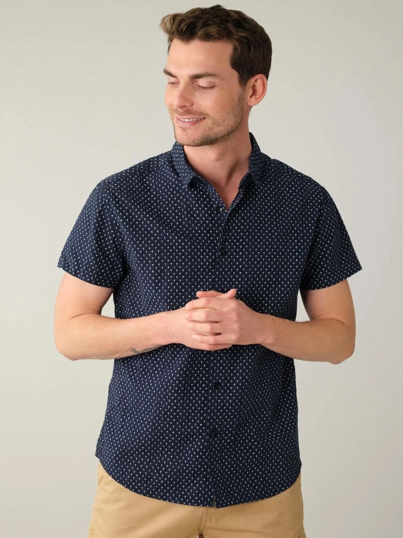 Chemise homme à motifs palmiers 'Deeluxe'   Bleu marine