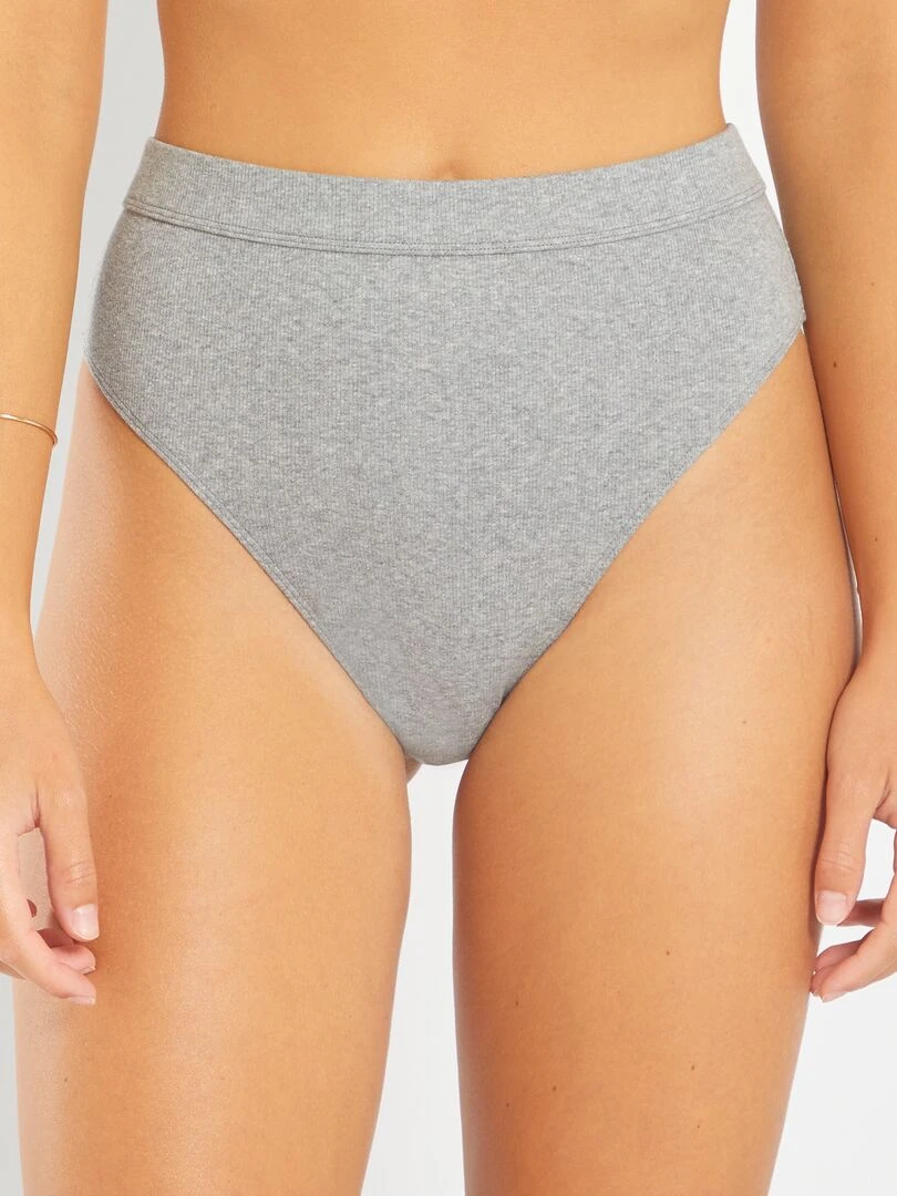 Lot de 2 tangas coton fines côtes gris chiné/noir