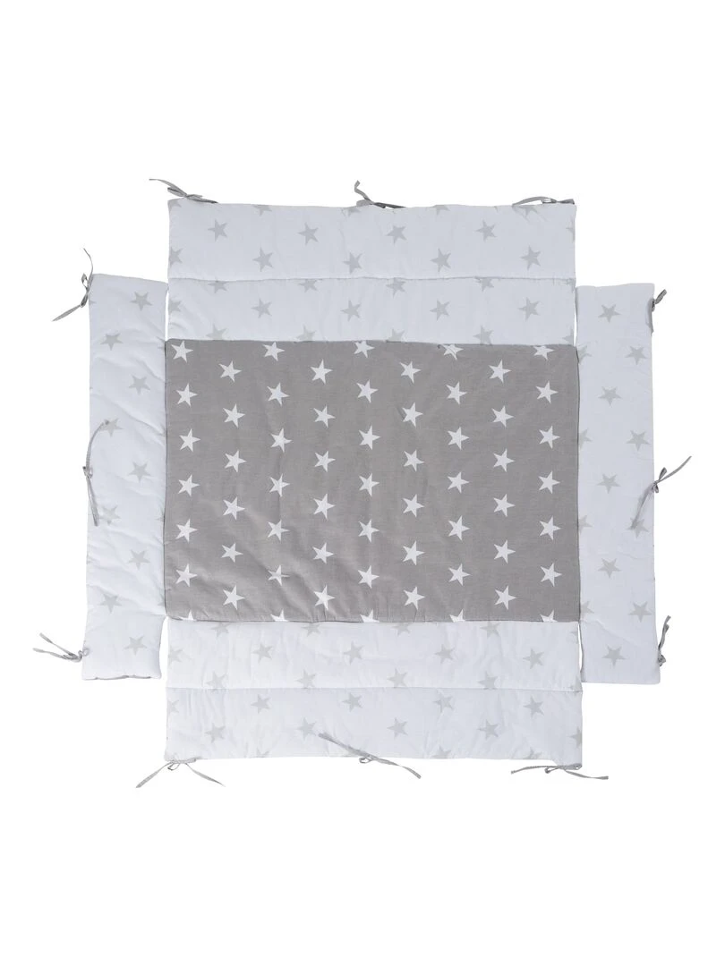 Tapis de parc universel avec bords imprimé étoiles 'ROBA' Little Stars Gris Blanc