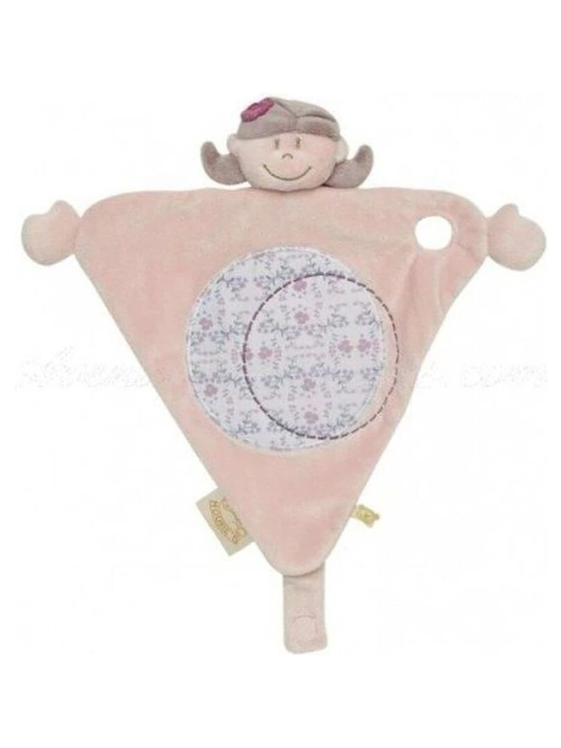 Doudou Noukies Poupee Rose Nina & Kenza Attache tetine Rose