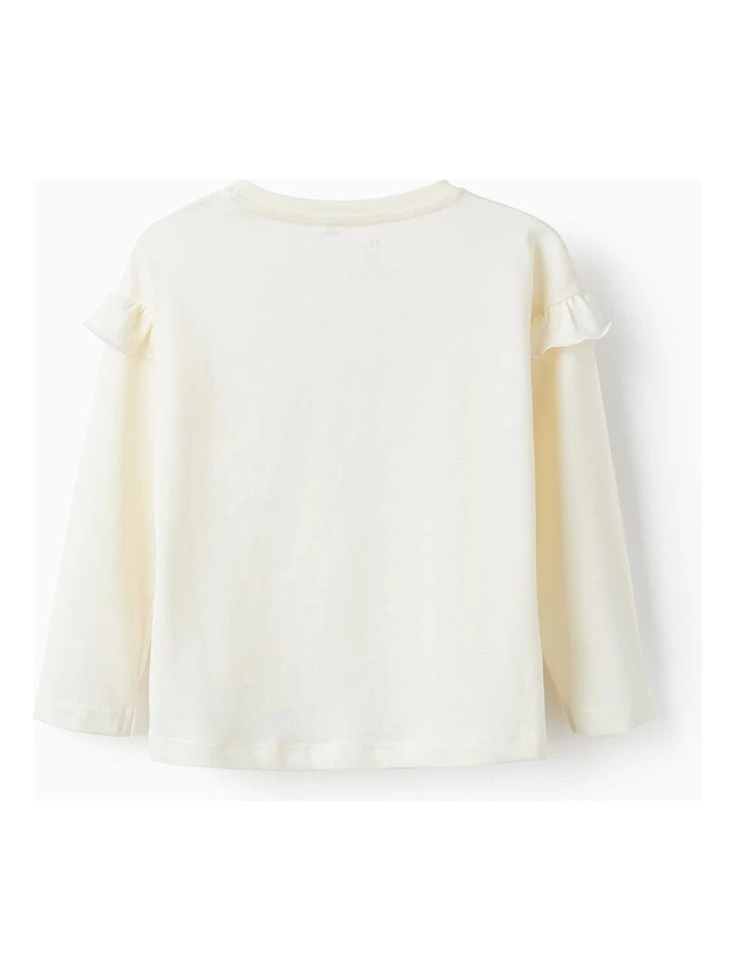 T shirt à manches longues en coton avec sequins pour fille manches longues NORTHERN CALLING Blanc