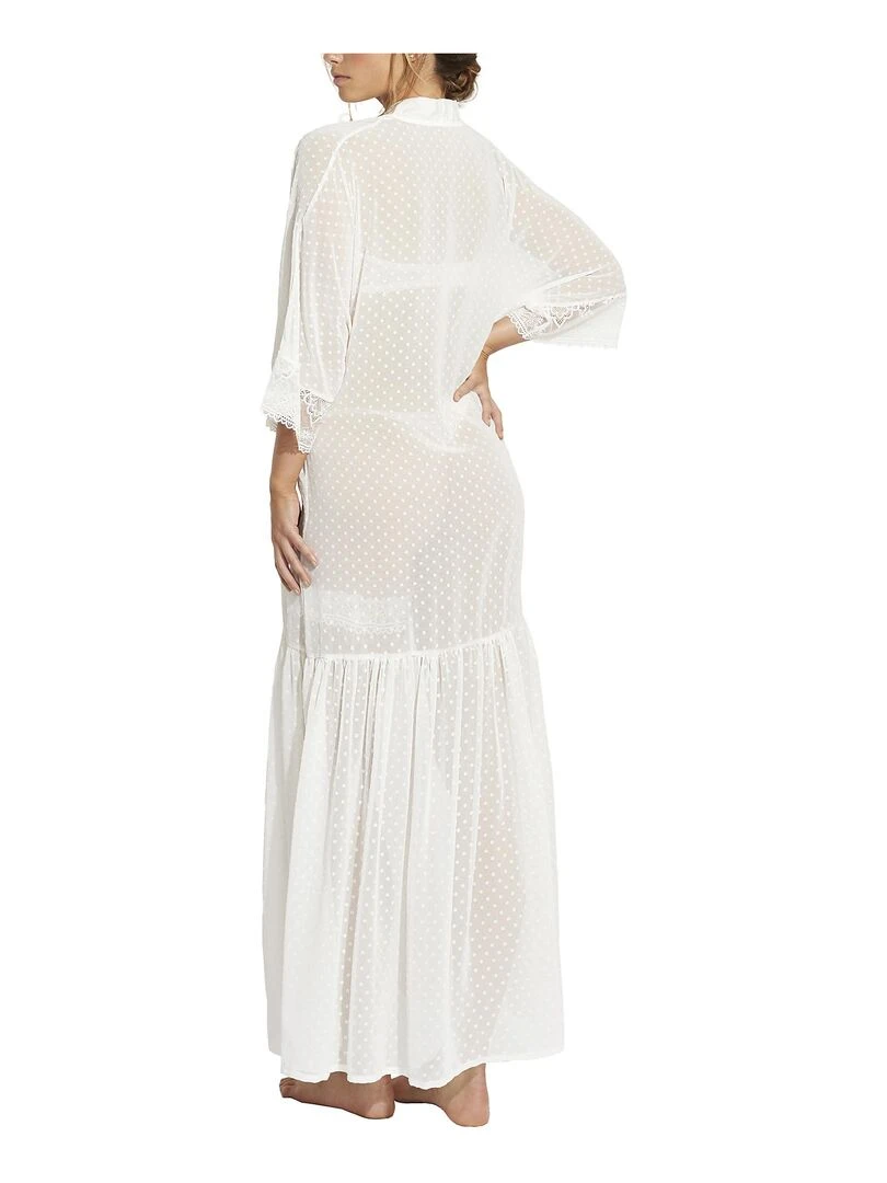 Déshabillé long manches trois quarts Penelope Mariage Ecru