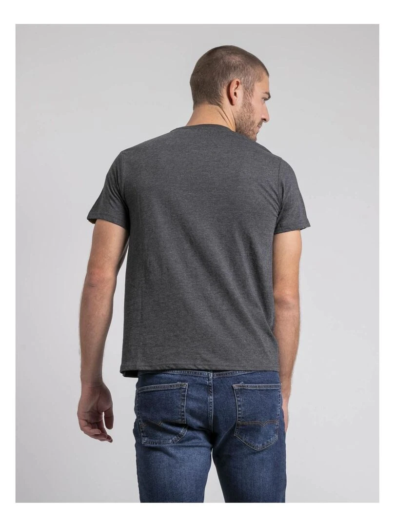 T shirt col rond pur coton JORISOL Gris foncé