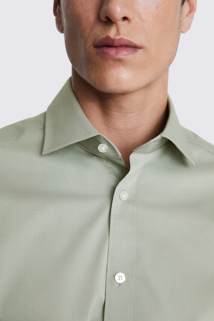 Regular Fit Sage Green Stretch Shirt Buy Online at Moss
