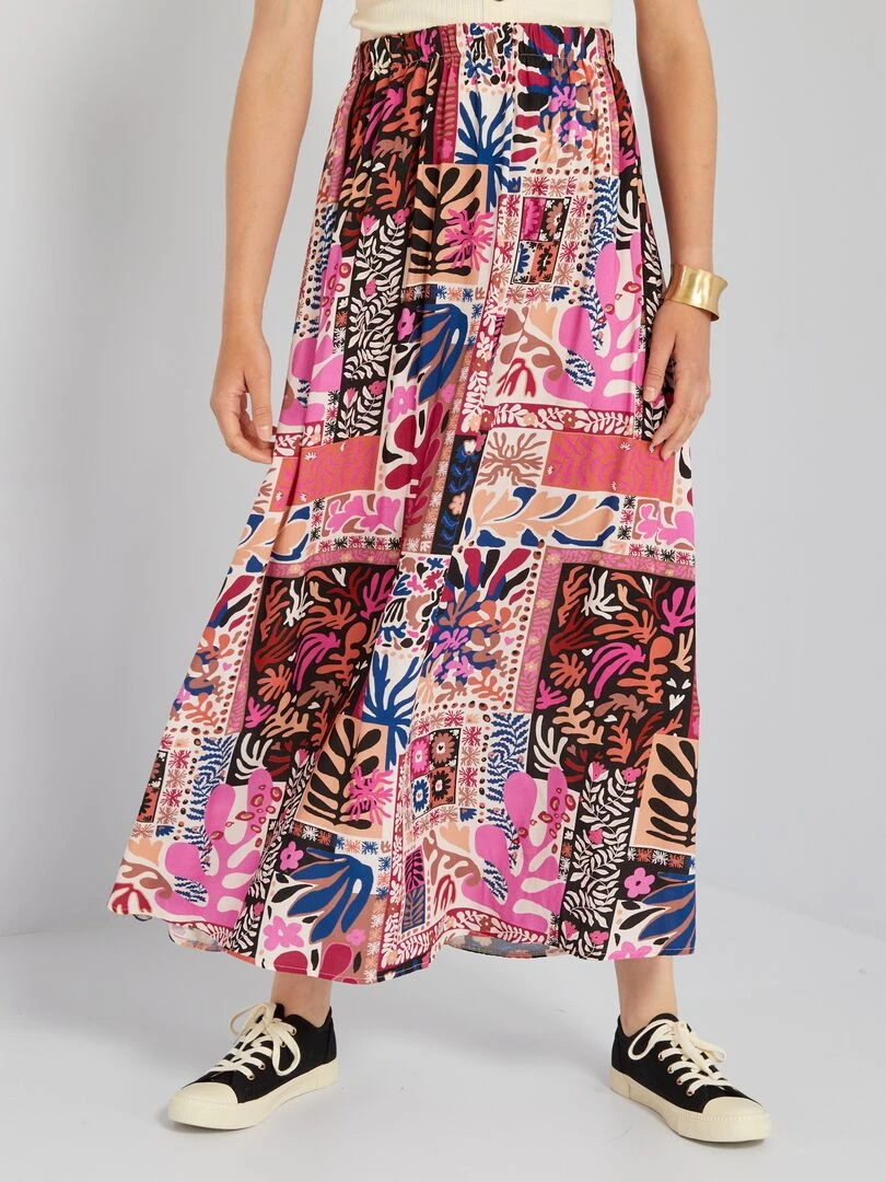 Jupe midi avec imprimé   Rose