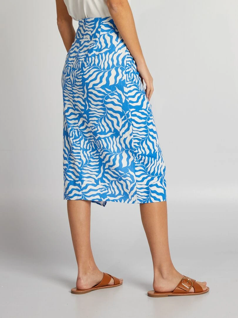 Jupe longue en lin   Bleu