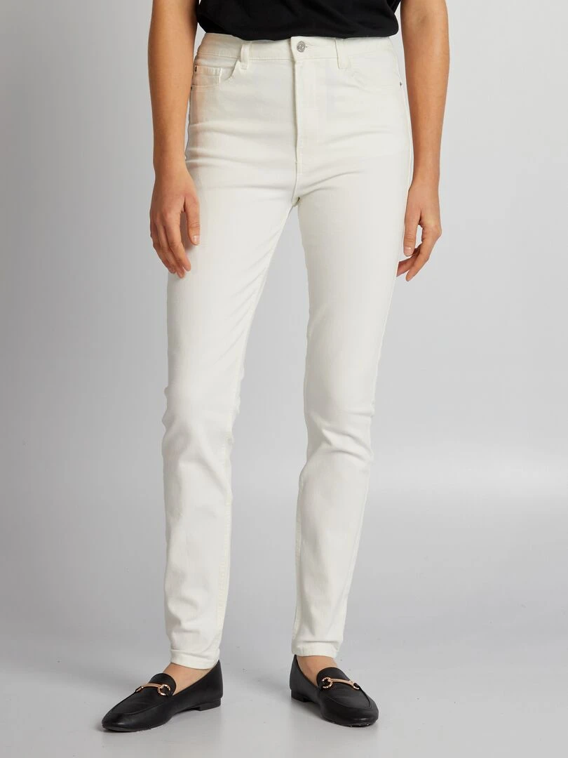 Jean skinny à taille haute L32 Blanc