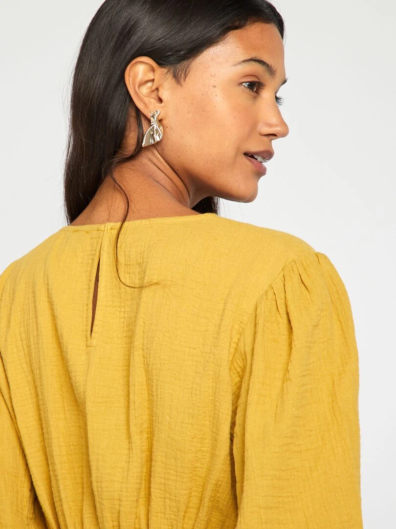 Robe en gaze de coton avec ouverture   Jaune