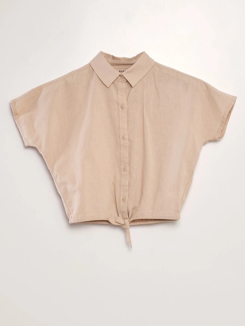 Chemise à nouer en coton et lin Beige
