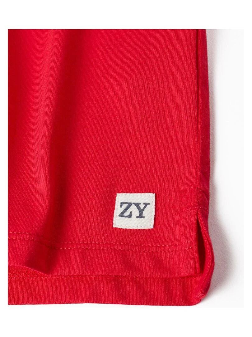 Polo à manches longues en coton pour garçon manches longues   Rouge
