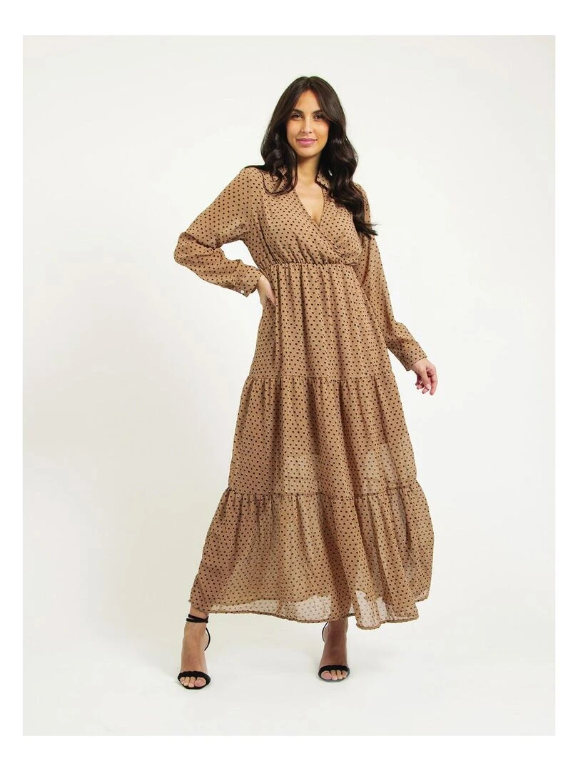 Robe longue motifs IDYANA Beige