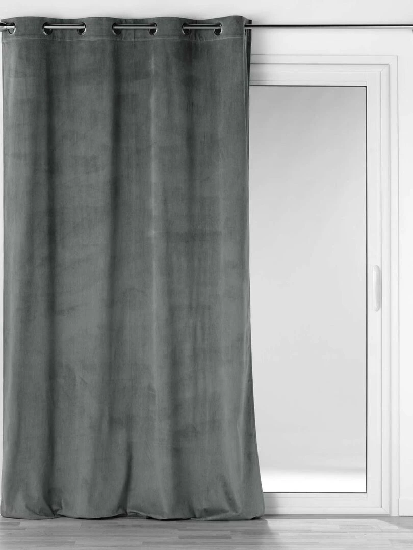 Rideau tamisant uni en velours côtelé   gris anthracite