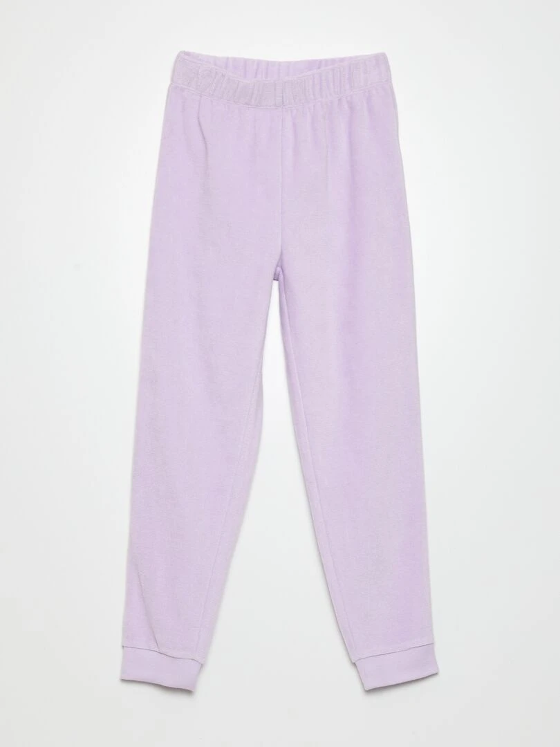 Pyjama long   velours à message   2 pièces   Violet