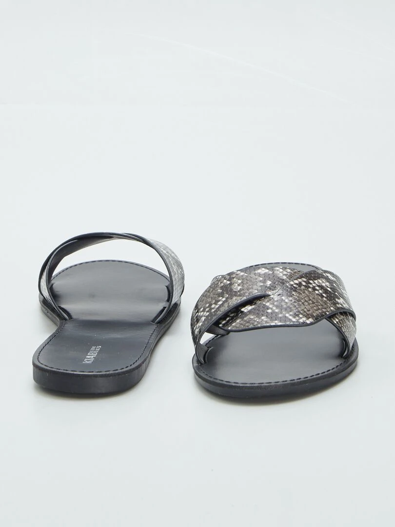 Mules à imprimé léopard   Noir