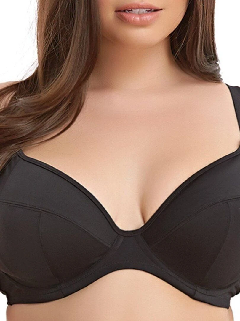 Haut de maillot plongeant grande taille à armatures Essentials Noir