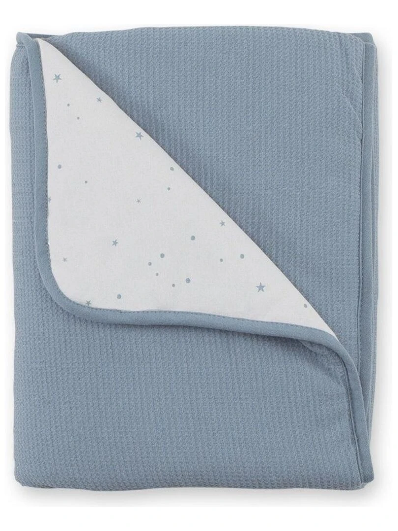 Bemini Couverture Pady waffle et jersey bio Bleu gris