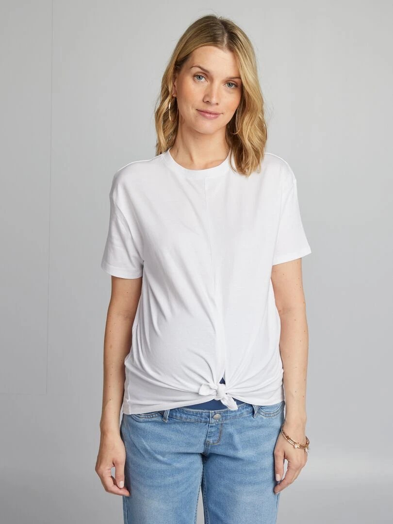 T shirt à col rond d'allaitement   blanc