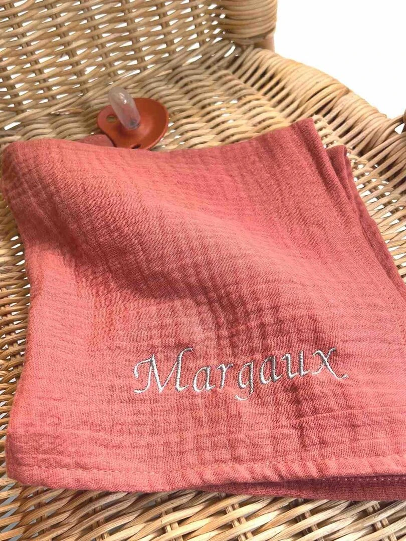 Doudou lange attache tétine en gaze de coton  Jeanne   Marron