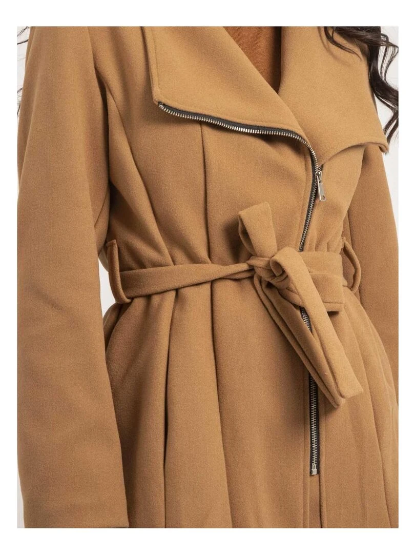 Manteau court zippé UWAYS   Marron caramel