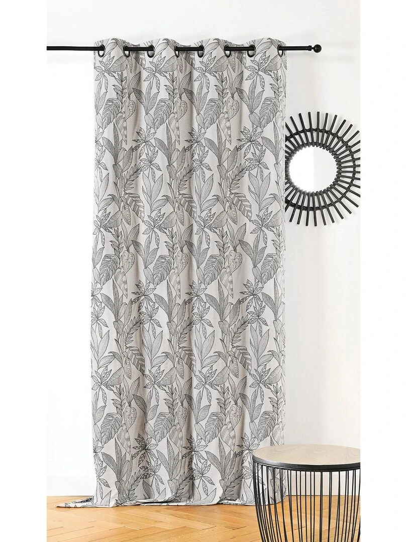 Rideau aux feuilles stylisées Beige