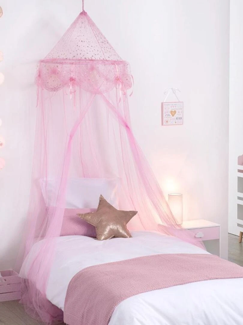 Ciel de lit demoiselle rose Rose