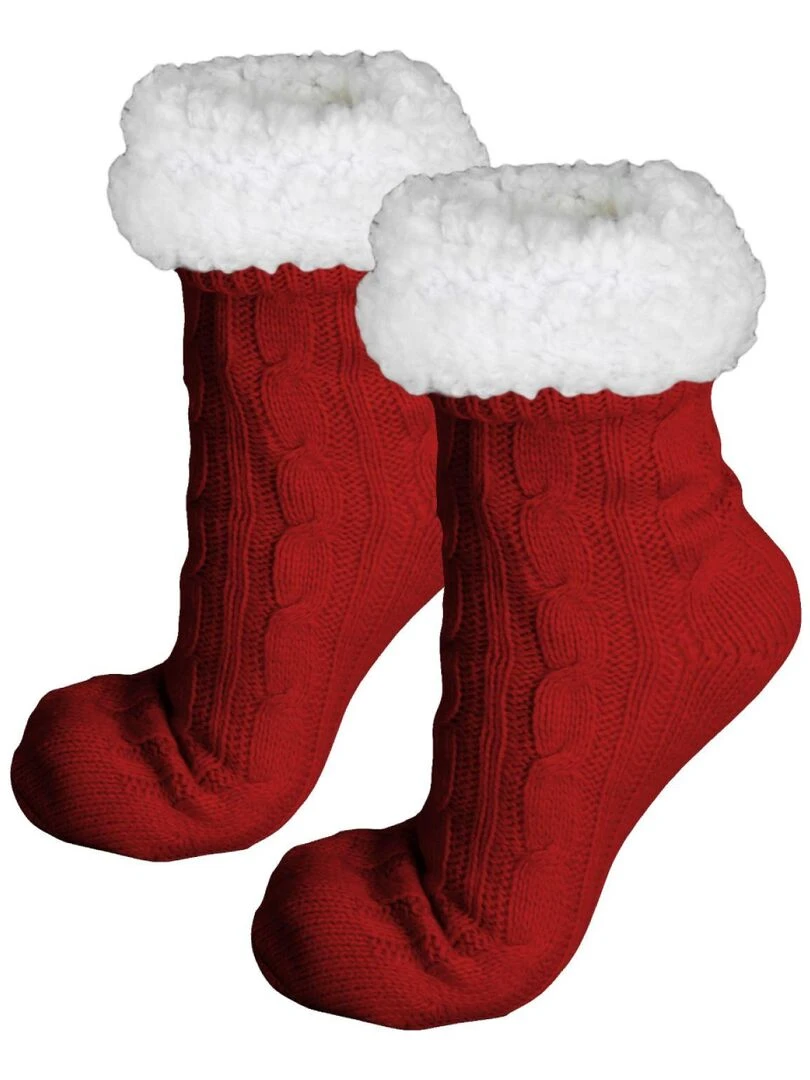 Paire de chaussettes chaussons polaires mixtes Taille 40 45 Vivezen Rouge