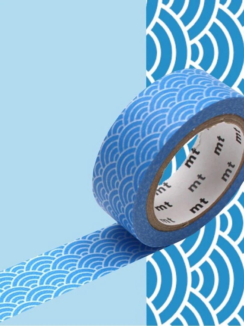 Masking tape vague Seigaiha Bleu 1 5 cm x 7 m N/A