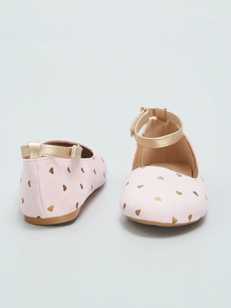 Ballerines motif 'coeurs' dorés   Rose/dorée
