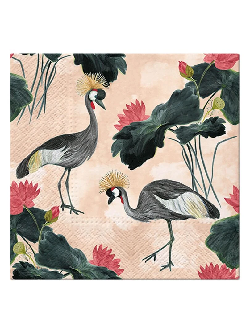 Lot de 20 serviettes en papier 33 x 33 cm Magnifiques grues Beige